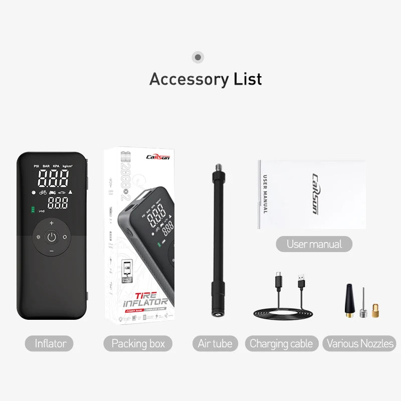 USB rechargeable AirMate Pulse air pump with 6000mAh battery.